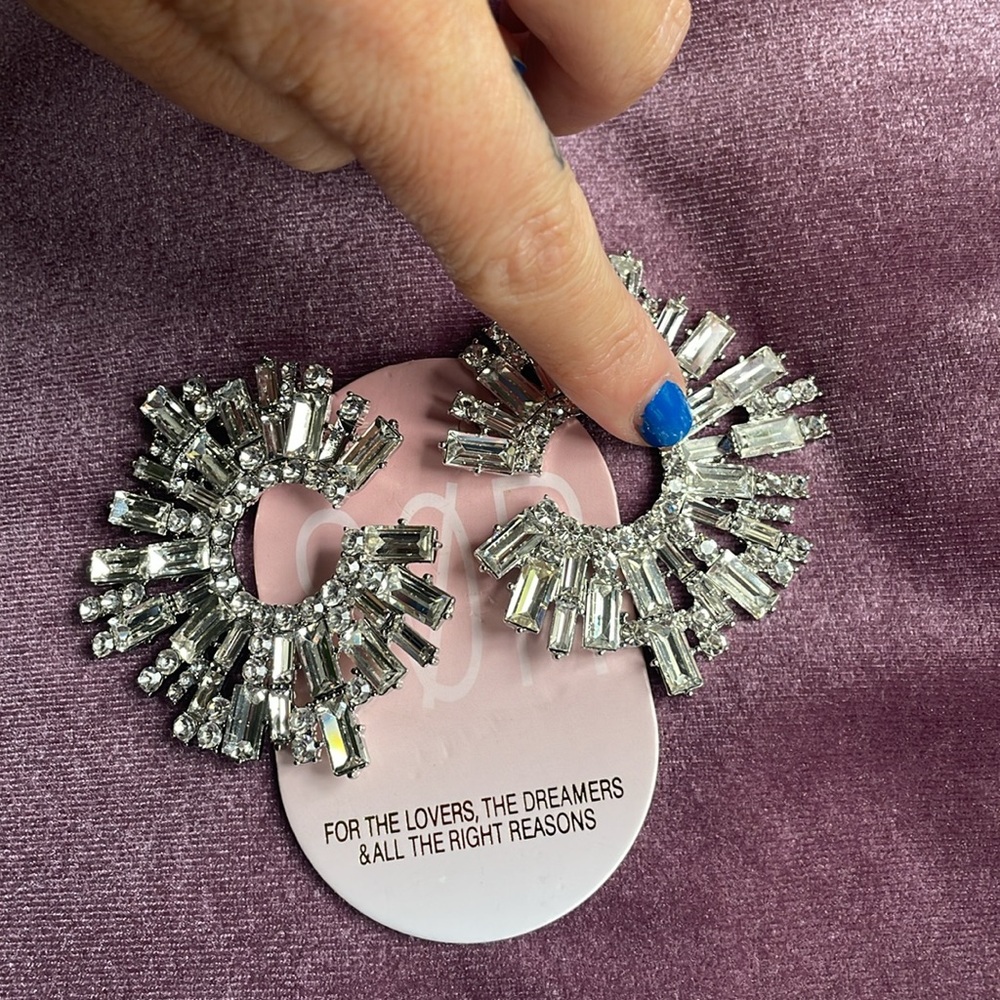 8 Other Reasons Stone Burst Statement Earrings in Silver - Picture 3 of 6